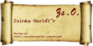 Zsinka Oszlár névjegykártya